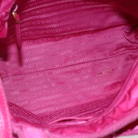 PRADA Hand Bag Nylon 2way Pink Gold Auth